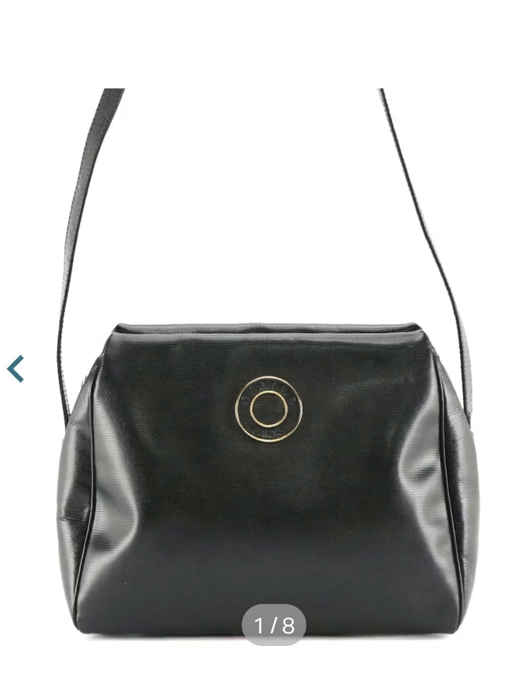 Vintage Black CELINE lizard-embossed leather shoulder bag